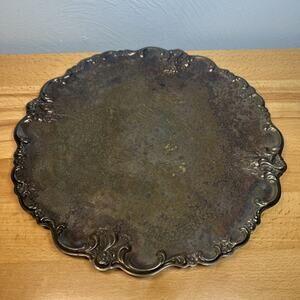 International Silver Co. Round Platter 12" Vintage Silverplate 187 Heavy Tarnish